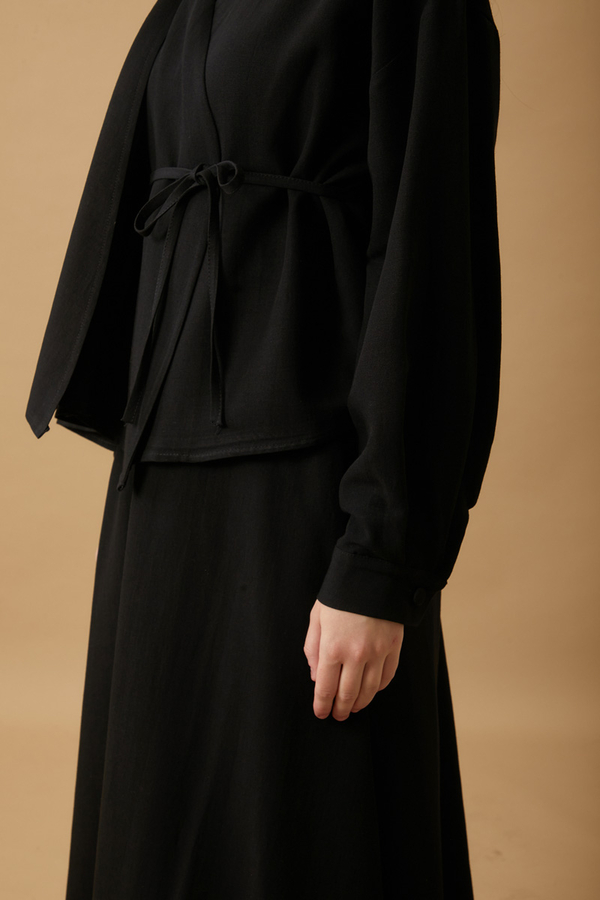 Pleated Panel Detail Skirt Set Black - 12