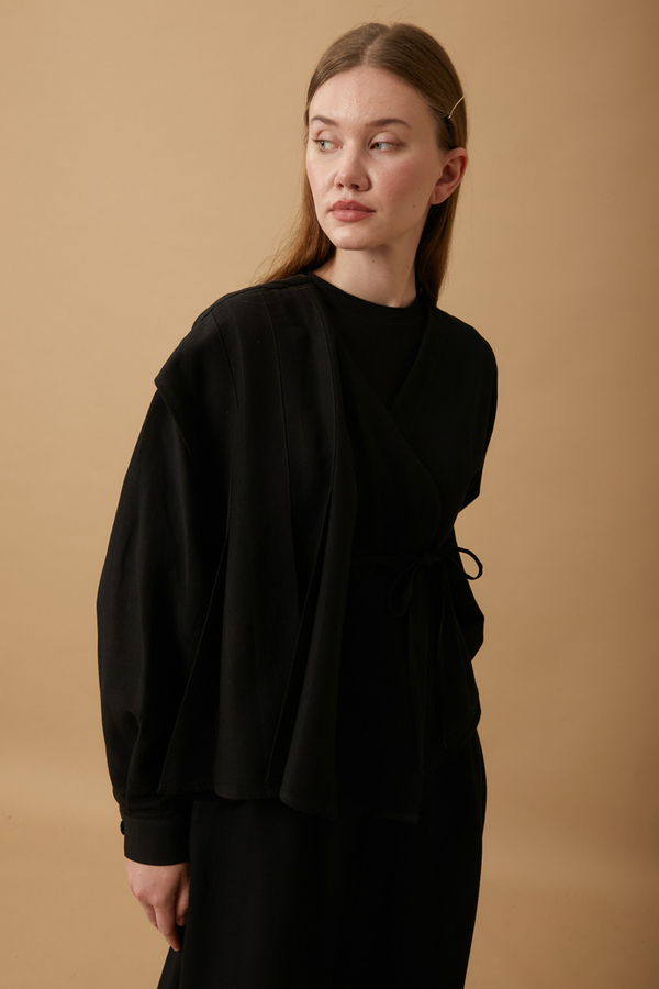 Pleated Panel Detail Skirt Set Black - 13