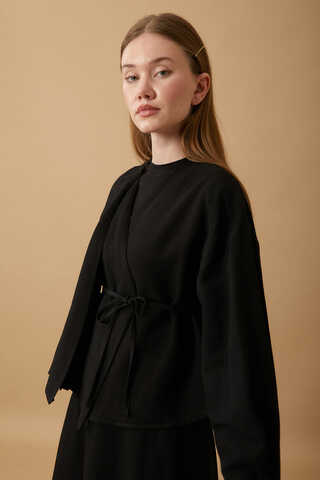 Pleated Panel Detail Skirt Set Black - 16