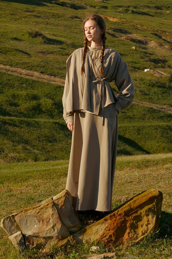 Pile Parça Detaylı Etek Takım Vizon - 4