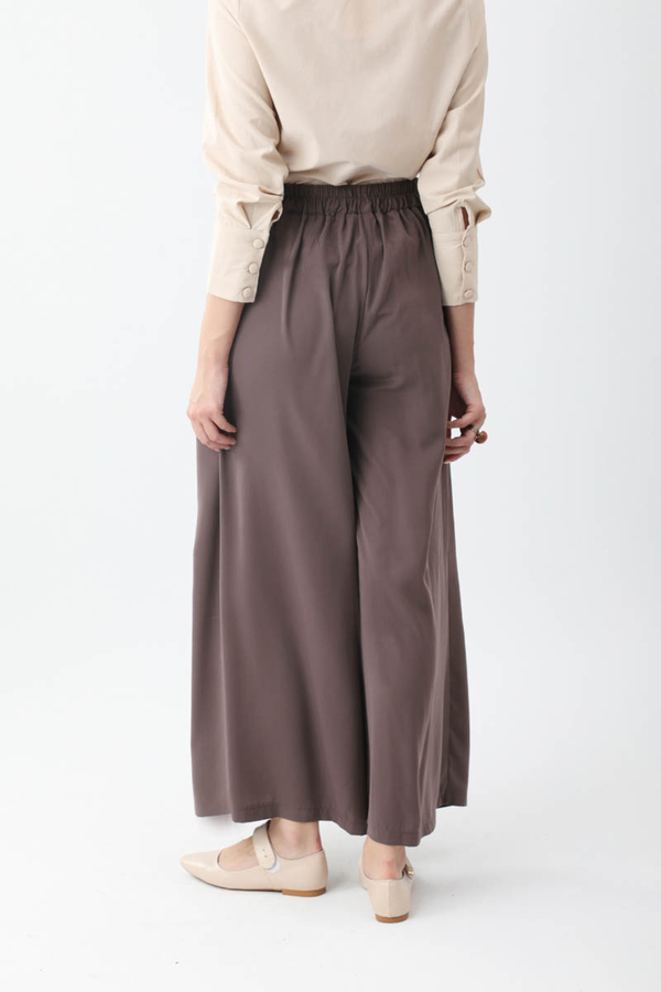 Pileli Bol Paça Pantolon Kahverengi - 8