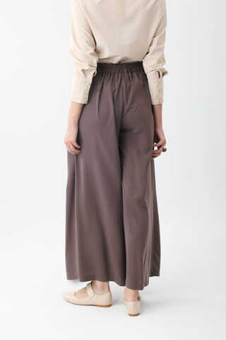 Pileli Bol Paça Pantolon Kahverengi - 8