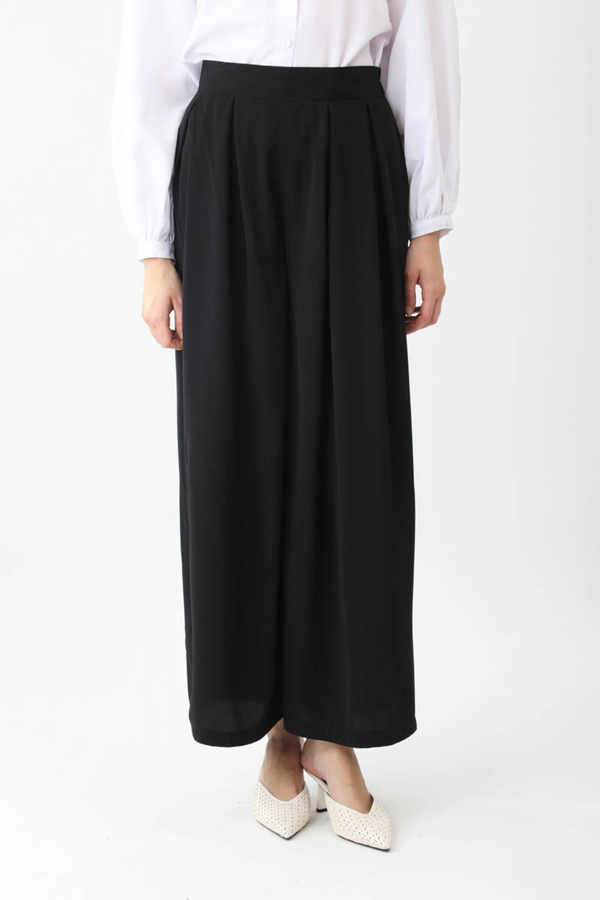 Pileli Bol Paça Pantolon Siyah - 6