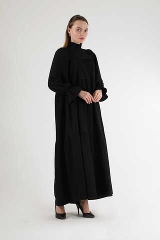 Pileli Elbise Siyah - 3