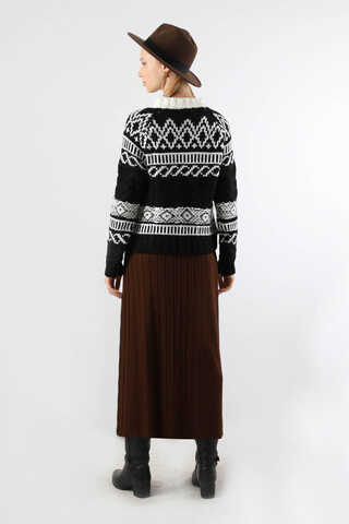 Pileli Tek Renk Etek Kahve - 4