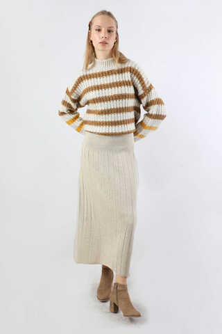 Pileli Tek Renk Etek Taş - 1