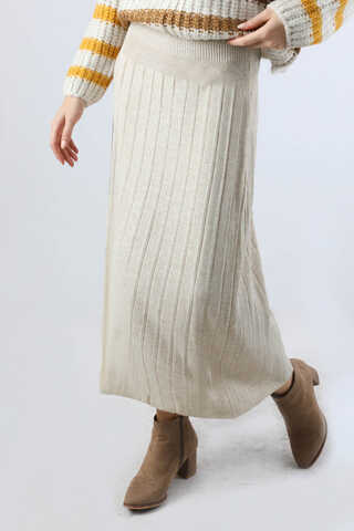 Pileli Tek Renk Etek Taş - 2