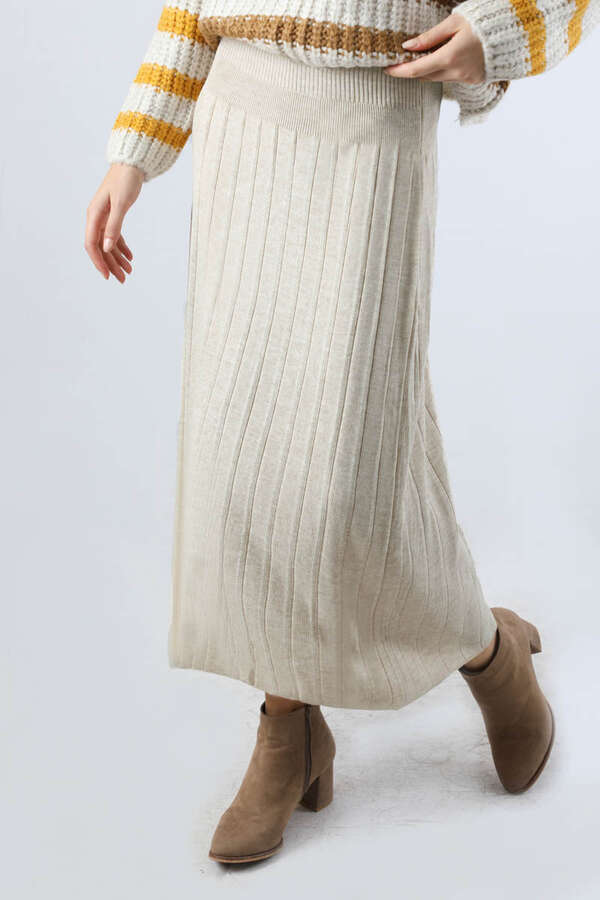 Pileli Tek Renk Etek Taş - 2