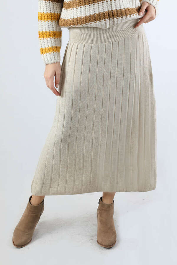 Pileli Tek Renk Etek Taş - 3