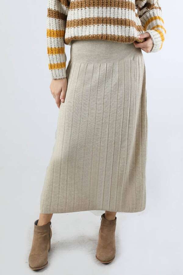 Pileli Tek Renk Etek Taş - 4