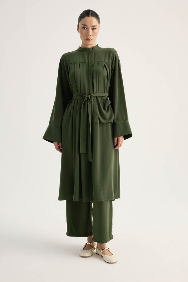 Pileli Tunik Takım Haki 