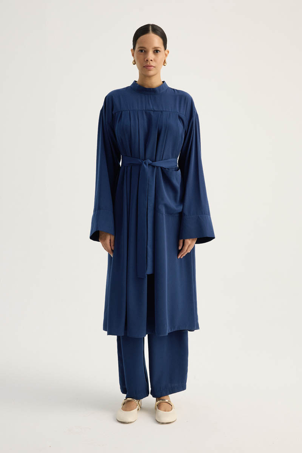 Pileli Tunik Takım Lacivert - 3