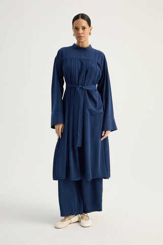 Pileli Tunik Takım Lacivert - 5