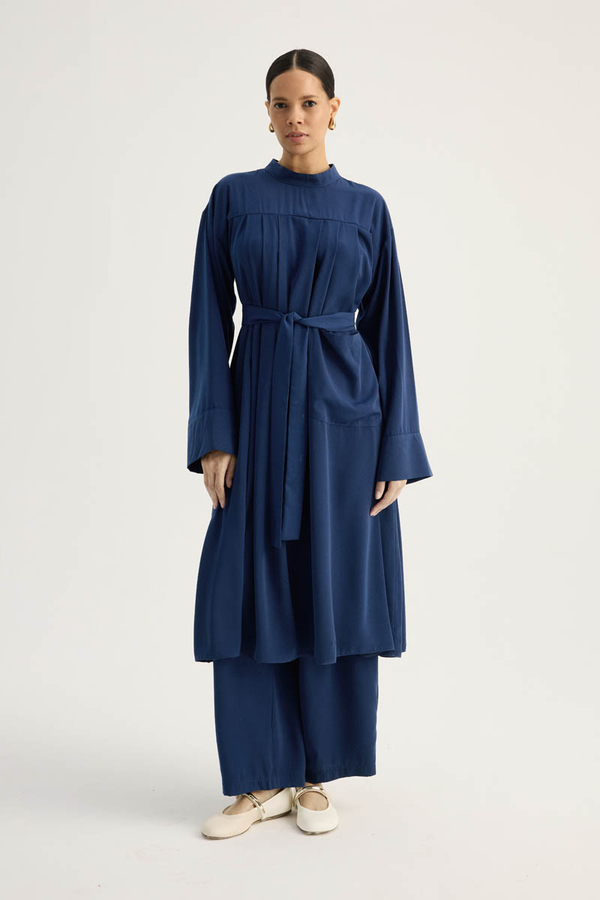 Pileli Tunik Takım Lacivert - 5