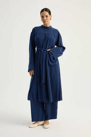 Pileli Tunik Takım Lacivert - 8