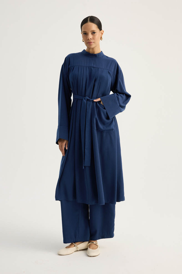 Pileli Tunik Takım Lacivert - 8