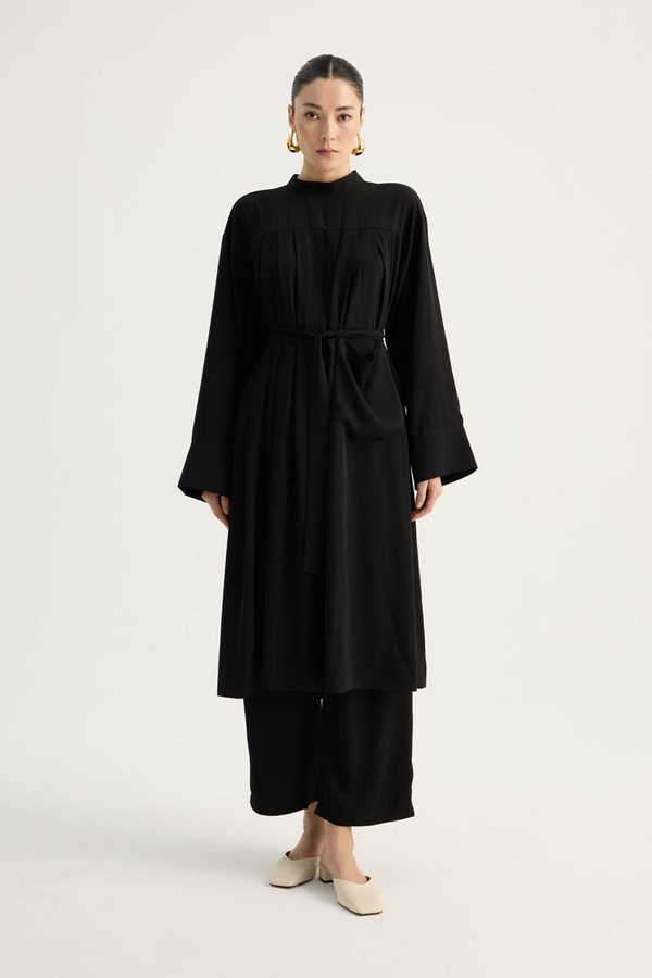 Pileli Tunik Takım Siyah - 2