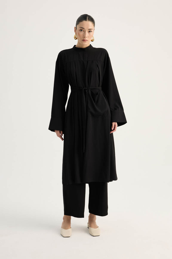 Pileli Tunik Takım Siyah - 3