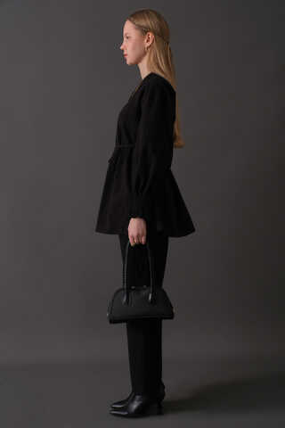 Pin-Tuck Cotton Shirt Black - 12