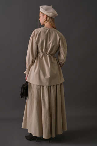 Pin-Tuck Cotton Shirt Stone - 14