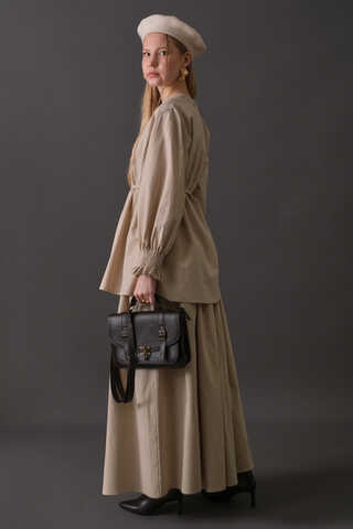 Pin-Tuck Cotton Shirt Stone - 9