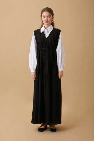 Pin Tuck Detail Dress Black - 4