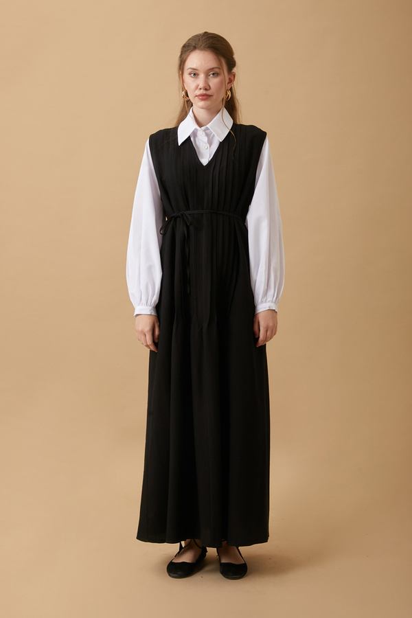 Pin Tuck Detail Dress Black - 4