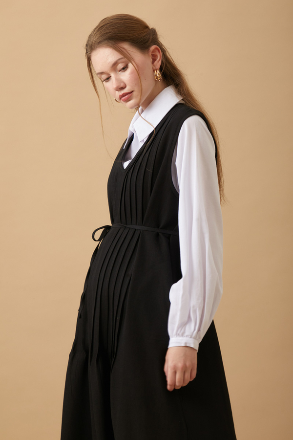 Pin Tuck Detail Dress Black - 5