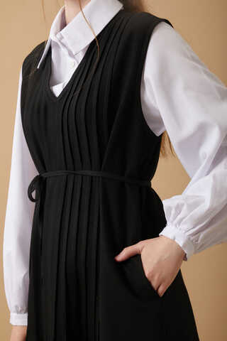 Pin Tuck Detail Dress Black - 2