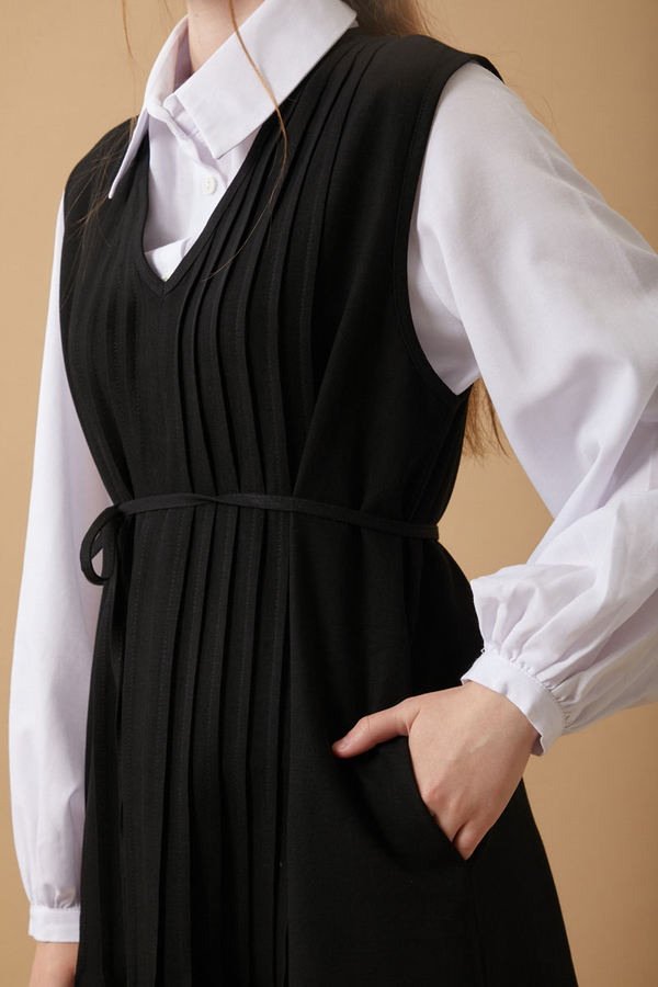 Pin Tuck Detail Dress Black - 2