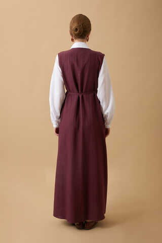 Pin Tuck Detail Dress Burgundy - 8