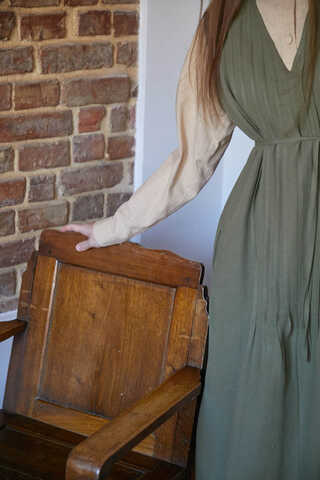 Pin Tuck Detail Dress Khaki - 4