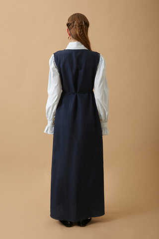 Pin Tuck Detail Dress Navy Blue - 6
