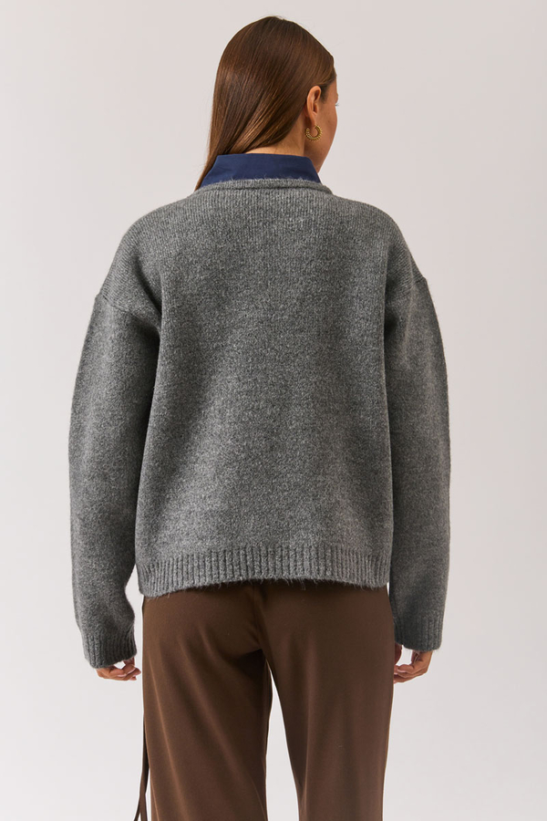 Piped Oversize Knit Sweater Anthracite - 16