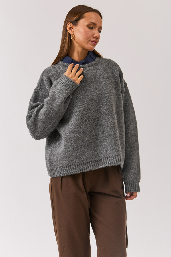 Piped Oversize Knit Sweater Anthracite - 13