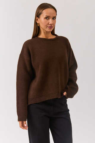 Piped Oversize Knit Sweater Brown - 8