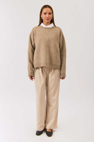 Piped Oversize Knit Sweater Mink - 3