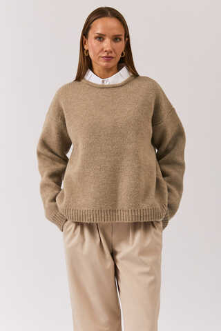 Piped Oversize Knit Sweater Mink - 7