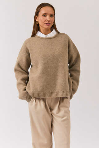 Piped Oversize Knit Sweater Mink - 8
