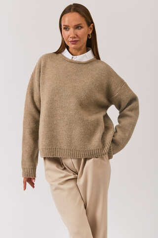 Piped Oversize Knit Sweater Mink - 9