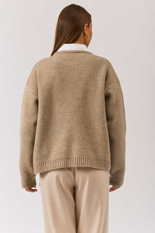 Piped Oversize Knit Sweater Mink - 10