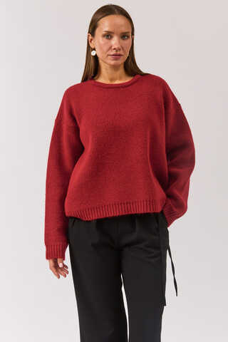 Piped Oversize Knit Sweater Red - 6