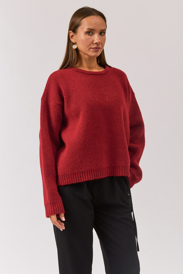Piped Oversize Knit Sweater Red - 8
