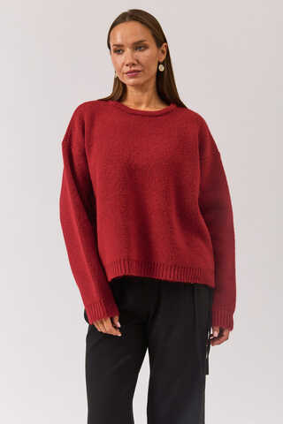 Piped Oversize Knit Sweater Red - 9