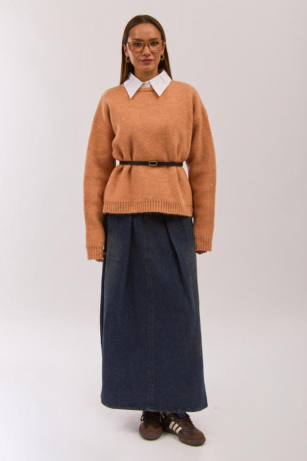 Piped Oversize Knit Sweater Salmon - 5