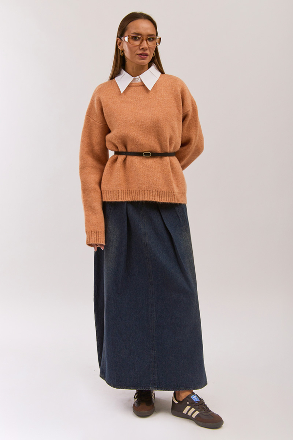 Piped Oversize Knit Sweater Salmon - 6