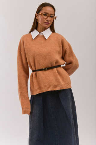 Piped Oversize Knit Sweater Salmon - 4