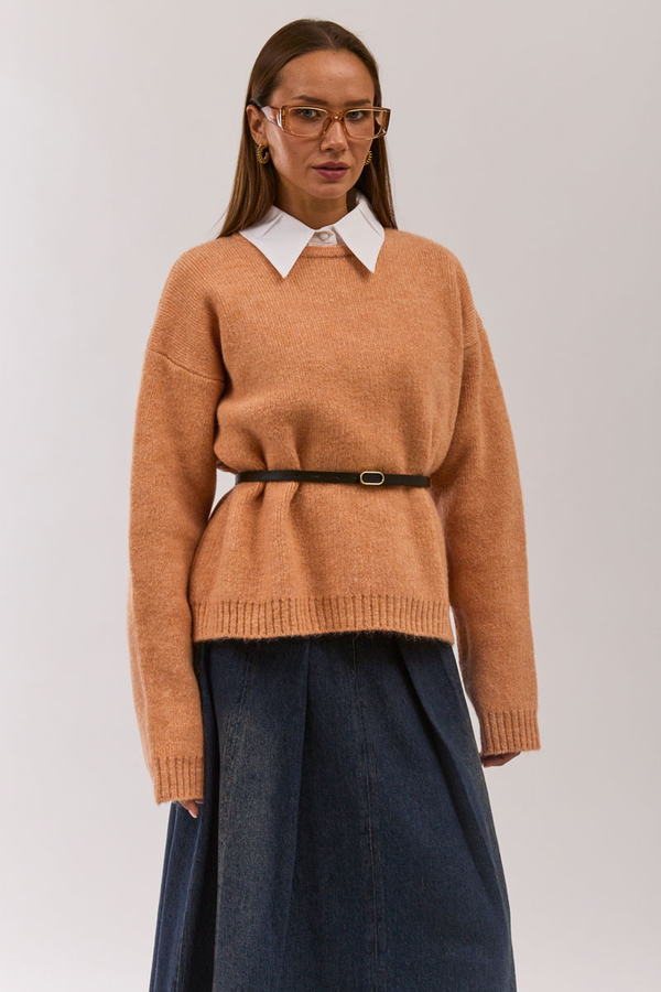 Piped Oversize Knit Sweater Salmon - 7