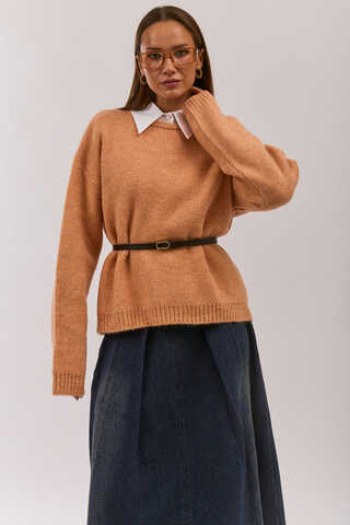 Piped Oversize Knit Sweater Salmon - 9