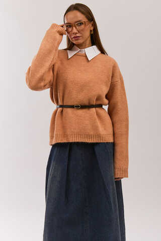 Piped Oversize Knit Sweater Salmon - 10